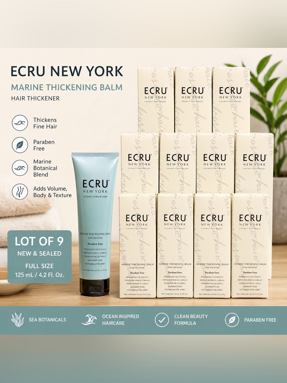ECRU Marine Thickening Balm 4.2 oz. - Lot of 9